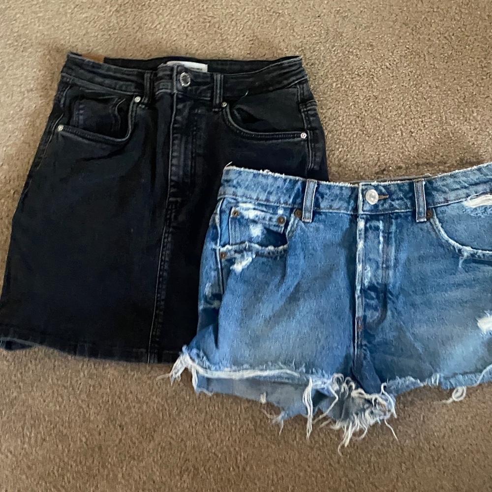 Zara denim skirt and shorts